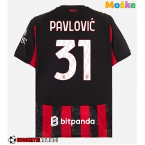 Moške Nogometnih dresov AC Milan Strahinja Pavlovic #31 Domači 2025-26 Kratki rokavi